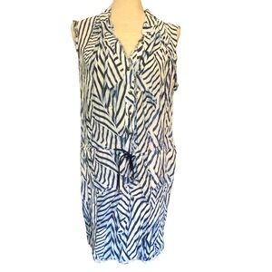 Nicole Miller‎ Atelier Blue White Stripe Dress M